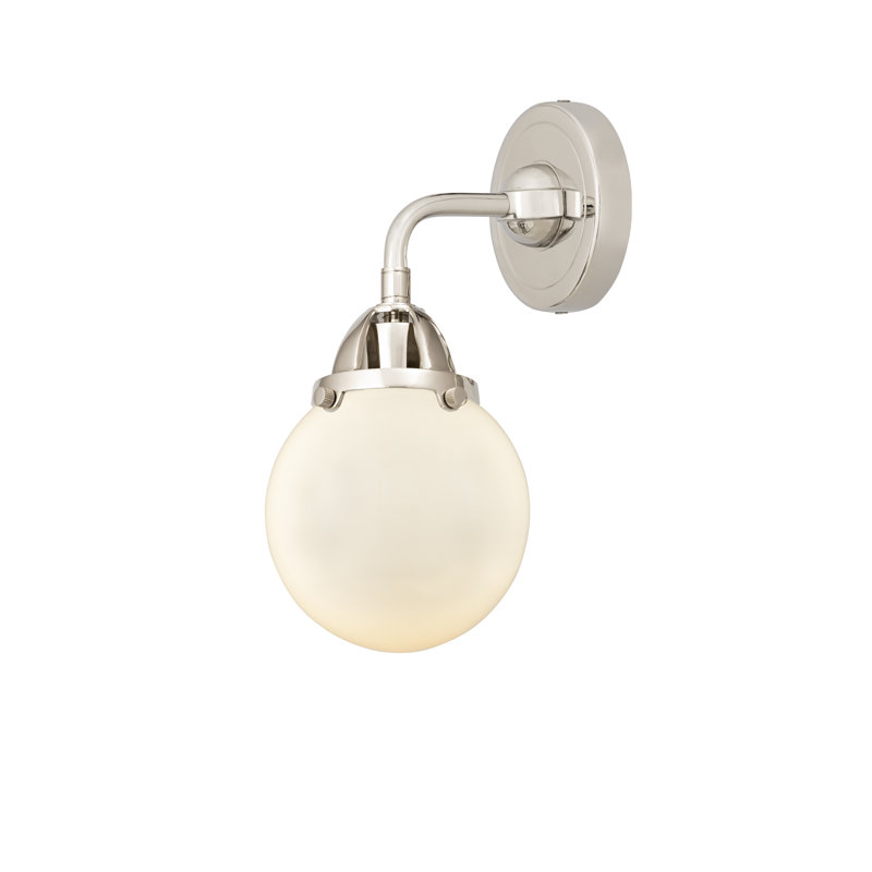 Shauna Armed Sconce, Matte White, Polished Nickel, LED