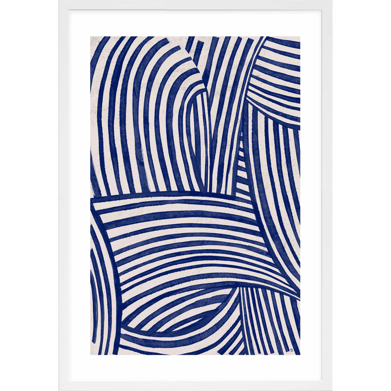 «Blue Waves 1» par Marco Marella pour Studio M - Art mural encadré, L 14 po x H 20 po, Cadre blanc