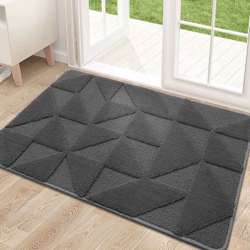 Door Mats Indoor, Machine Washable, 60 cm W x 90 cm L, Dark Grey