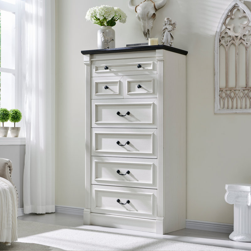 Burlington Farmhouse 7 Drawers Dresser for Bedroom, 57" Tall Large Dressers & Chests of Drawers w/Roman Column