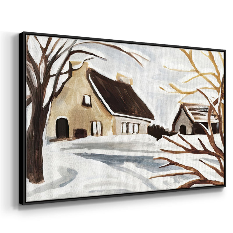 Winter Cottage II, reproduction d'art sur toile, Noir, H 17 po x l 25 po x P 1,5 po