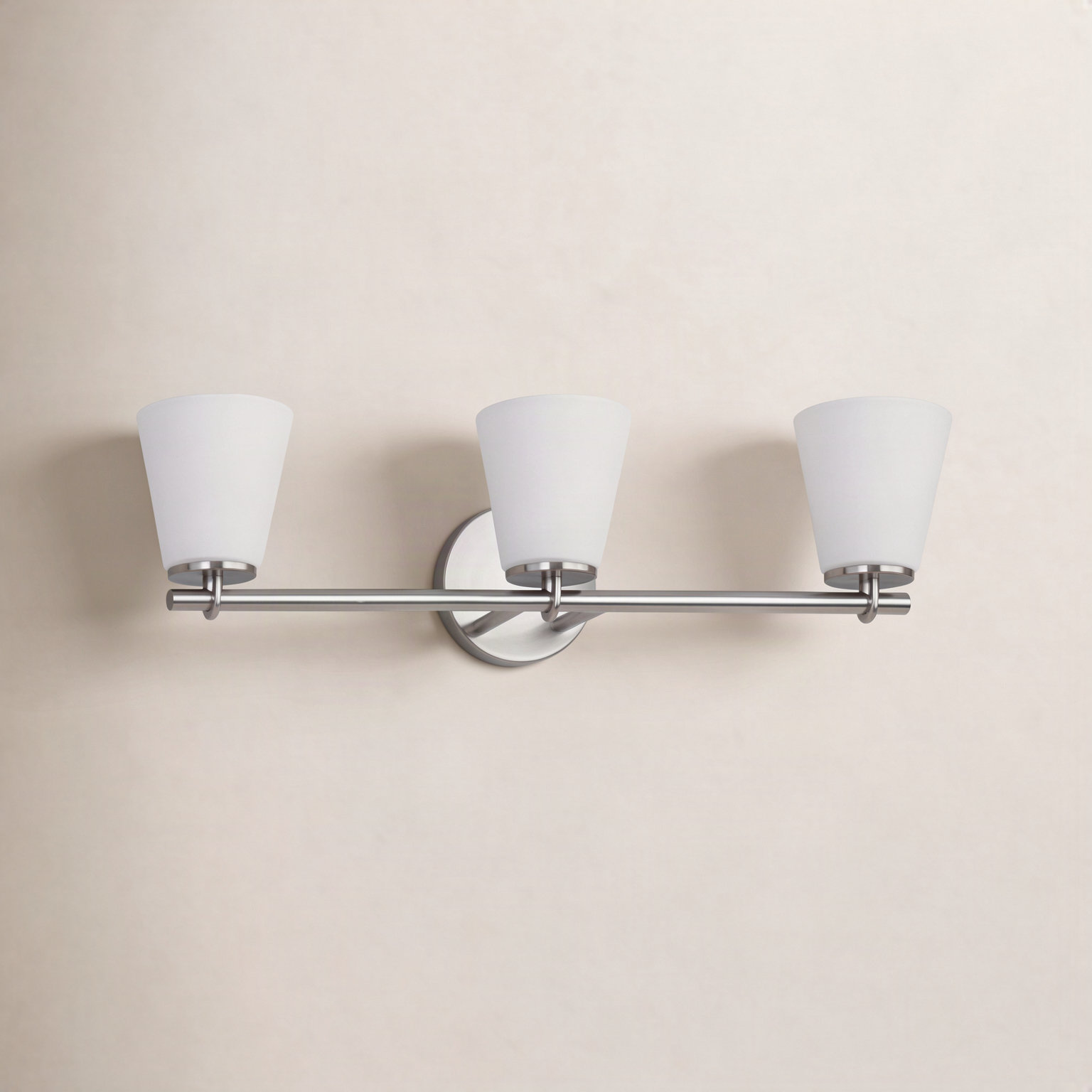 Kenn 3 Light Frosted Dimmable Vanity Light, Brushed Nickel