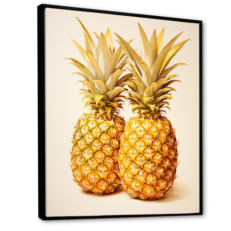 Pinapple Golden Grove sur toile, Cadre flottant noir, H 32 po x l 24 po x P 1 po