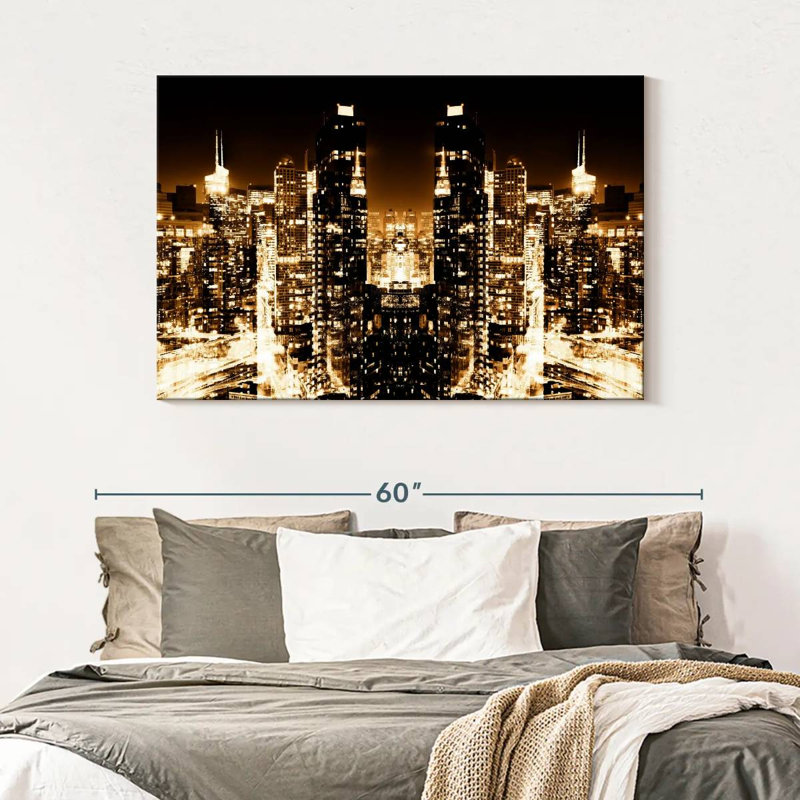 Réflexion de New York - Horizon nocturne II, H 32 po x l 48 po