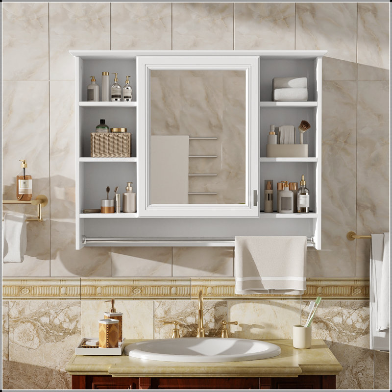 Armoire de salle de bain 3 en 1 avec tablette réglable, porte à fermeture en douceur et miroir haute définition pour meubles-lavabos modernes