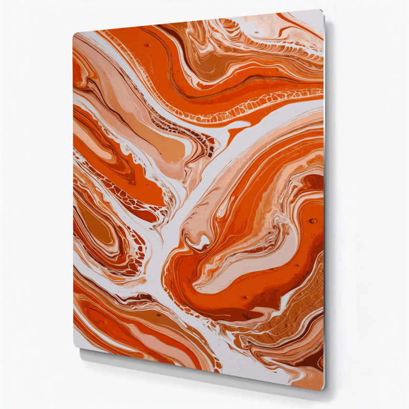 Abstrait fluide, art mural en métal brun 53, H 12 po x l 18 po