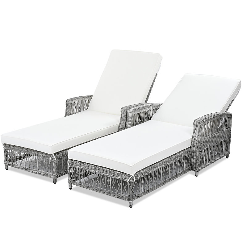 Chaise longue inclinable avec coussins 77,5 po, Beige, 2