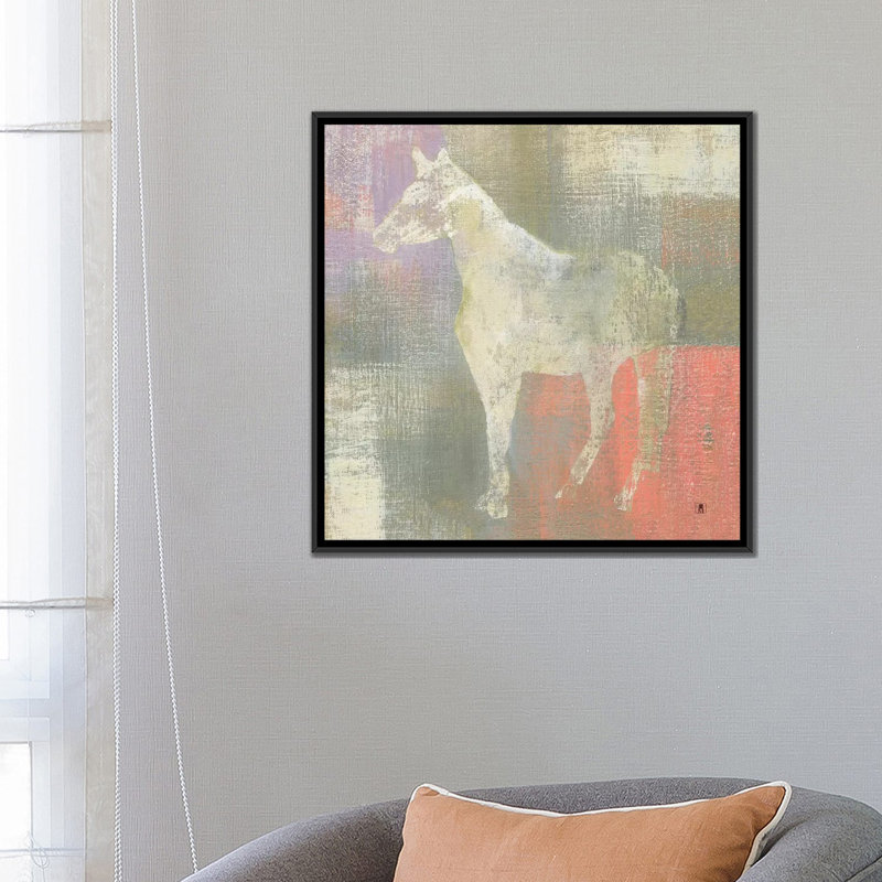« crépuscule pony », impression sur toile, H 18 po x l 18 po x P 1,5 po, Toile avec cadre noir, Pas de tapis
