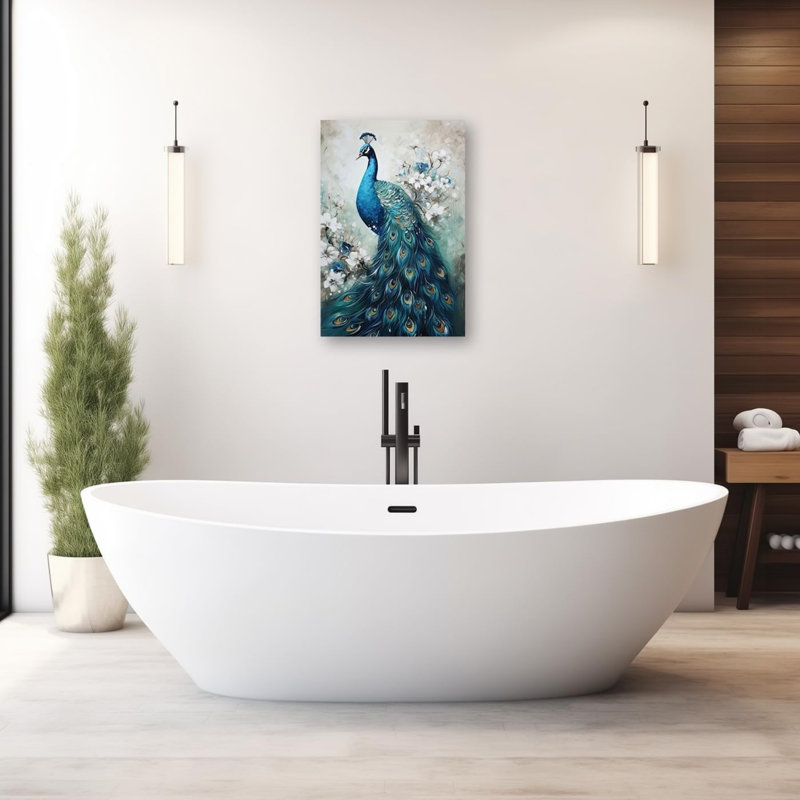 Paon bleu et art mural sur toile sans cadre 12 "x 18"