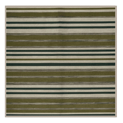 Washable Olive Light Gray Striped Area Rug