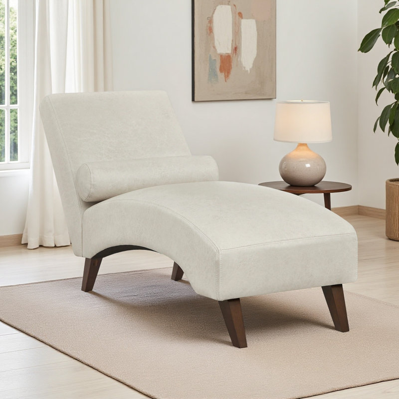 Chaise longue rembourrée 60 po avec traversin, Beige
