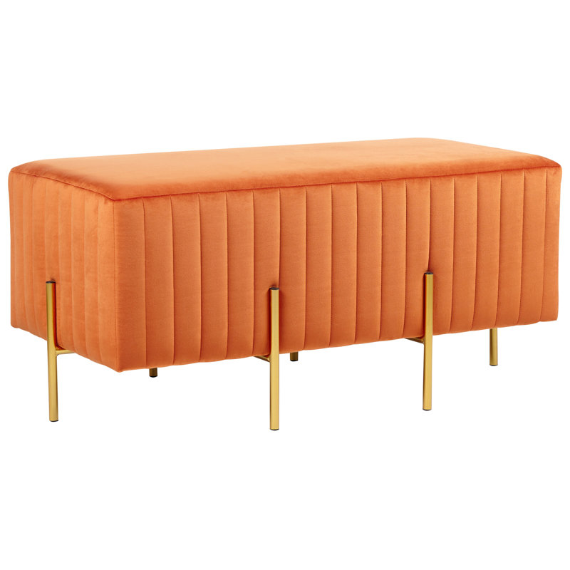 Mazon Velvet Upholstered Bench, Orange