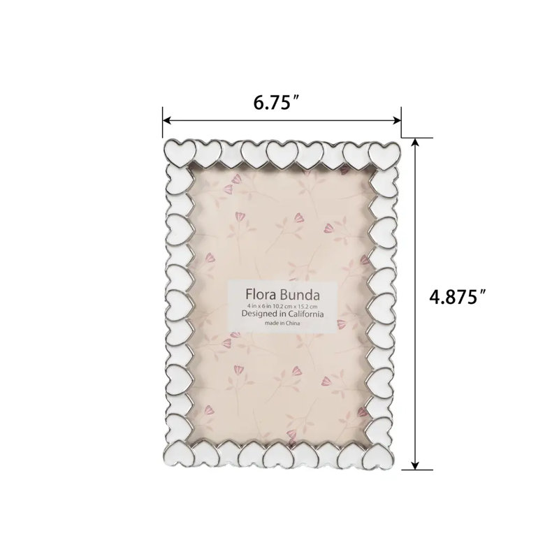 Cadre en alliage de zinc 4X6 avec cœur blanc, Blanc