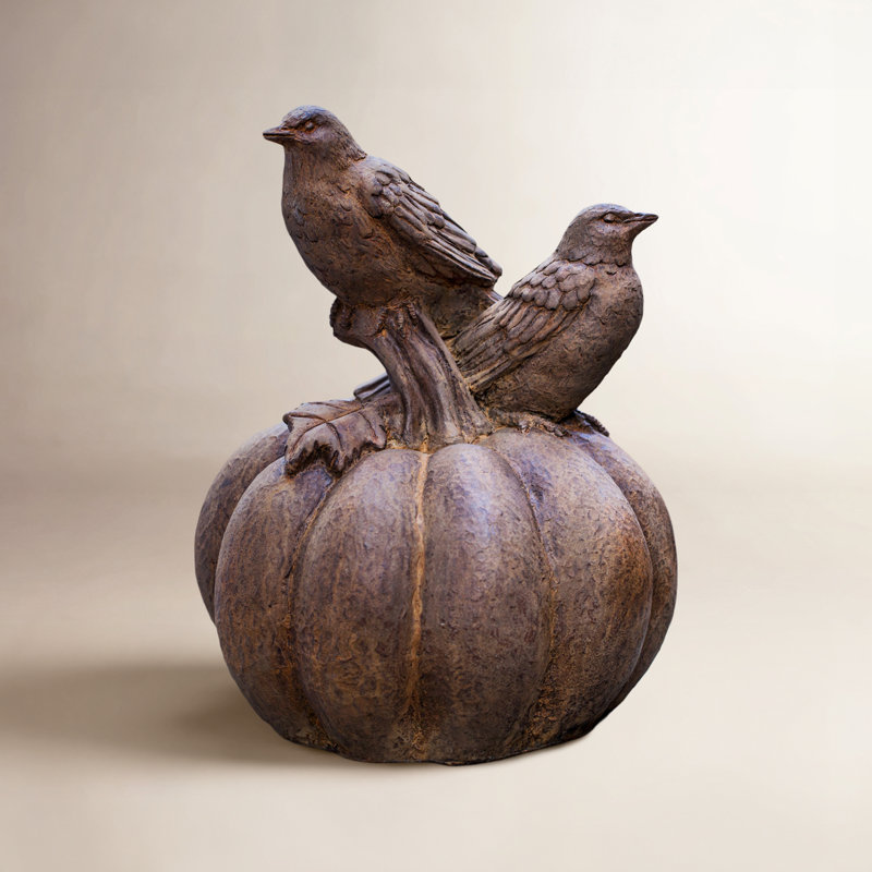 Birds on Pumpkin Statue, Brownstone