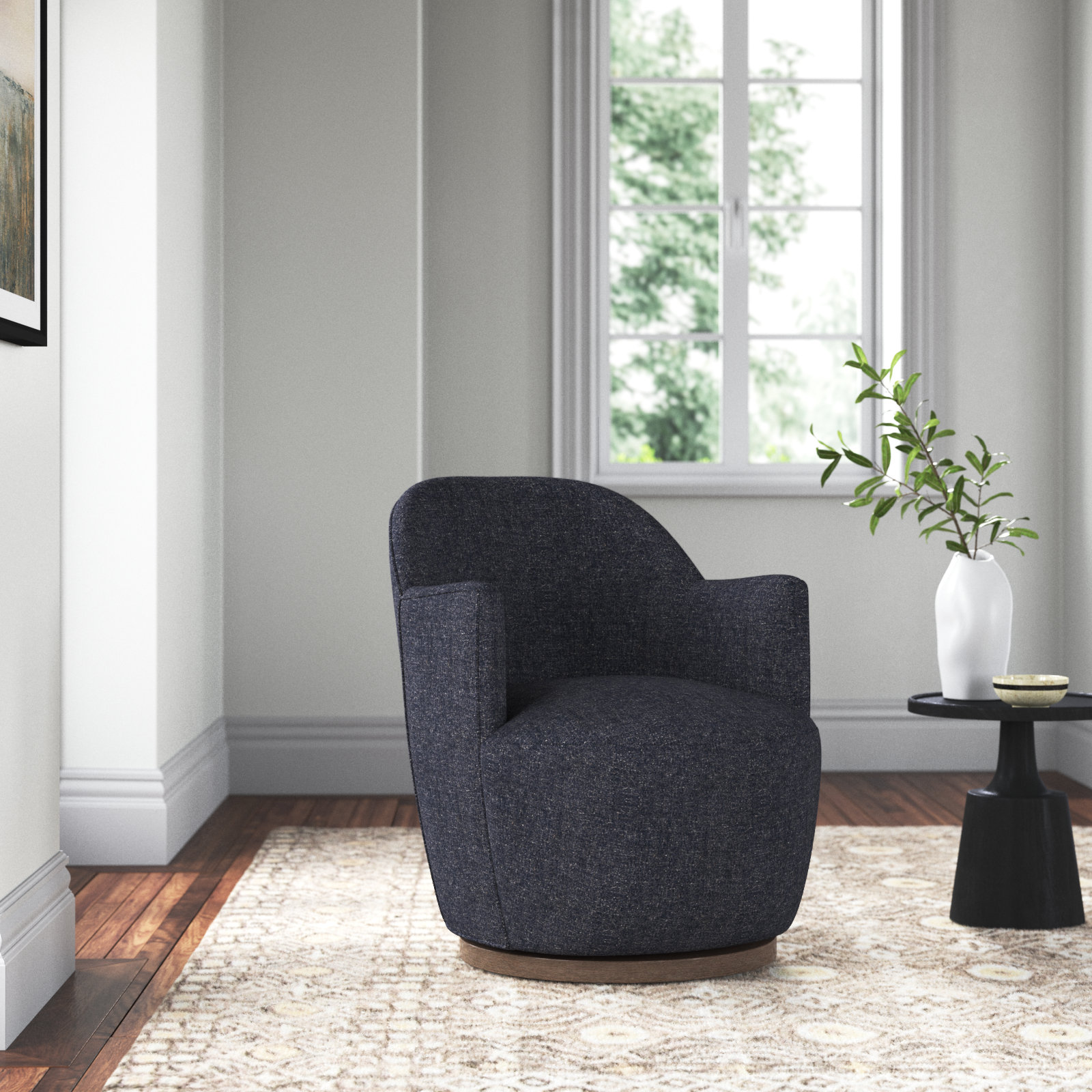 Corson Swivel Accent Chair, Thames Slate Boucle