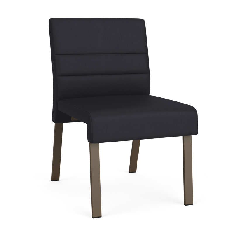 Chaise d'invité sans accoudoirs Waterfall, Bronze, Vinyle noir Patriot Plus