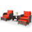 Constantino 2-Person Outdoor All-Weather Wicker Conversation Set with Ottomans and Tempered Glass Coffee Table-565501211