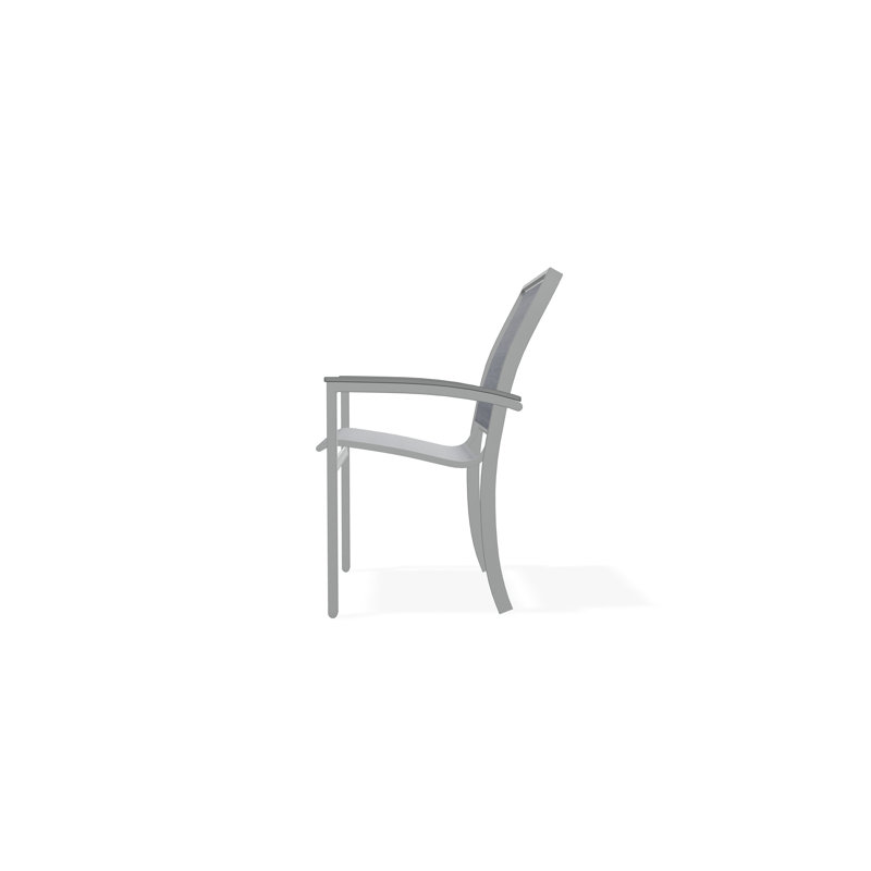 Bazza Sling Aluminum Frame Dining Height Stacking Café Chair with Marine Grade Polymer Arm Accent, Graphite, Augustine Denim