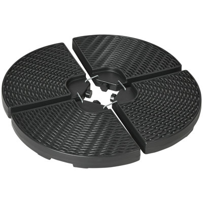 115 Lb. (With Water) / 150 Sand) Umbrella Base Weights - 4, , Black, -Like Finish, All-Weather Outdoor Max Load, Water/Sand, Exterior, Use