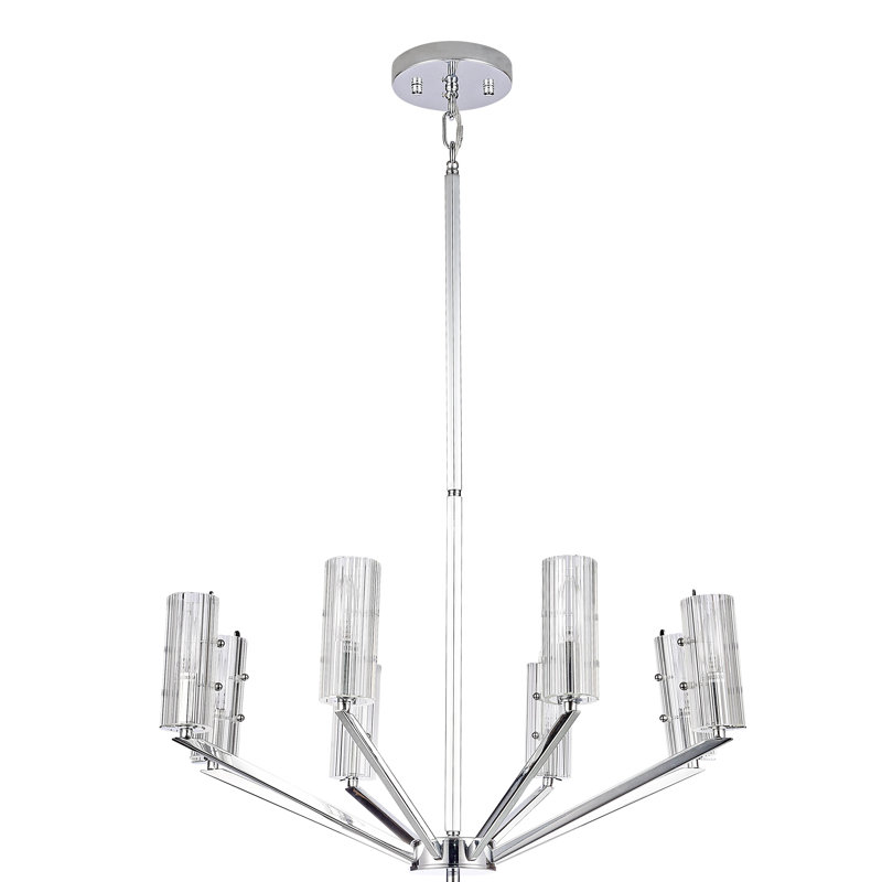 Lustre transitionnel en verre chromé 8 lumières