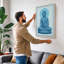 Buddha in Blue Light Minimalist - Wrapped Canvas-283819375-283819381