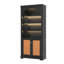 Bibliothèque haute avec portes en rotin et éclairage DEL, meuble de rangement réglable à 4 niveaux pour salon et bureau, noir