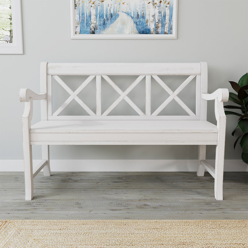 Solid Wood Bench, White