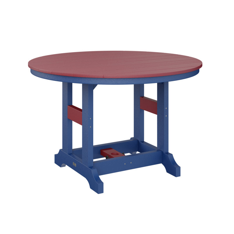 Garden Classic Outdoor Round Bar Table, Scarlet Red, Pacific Blue