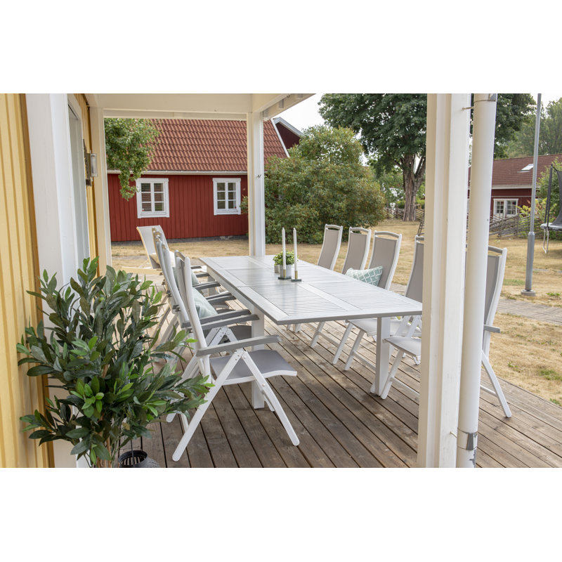 Jayesh Rectangular Extendable Outdoor Dining Table, H74 x L224 x W100cm, White