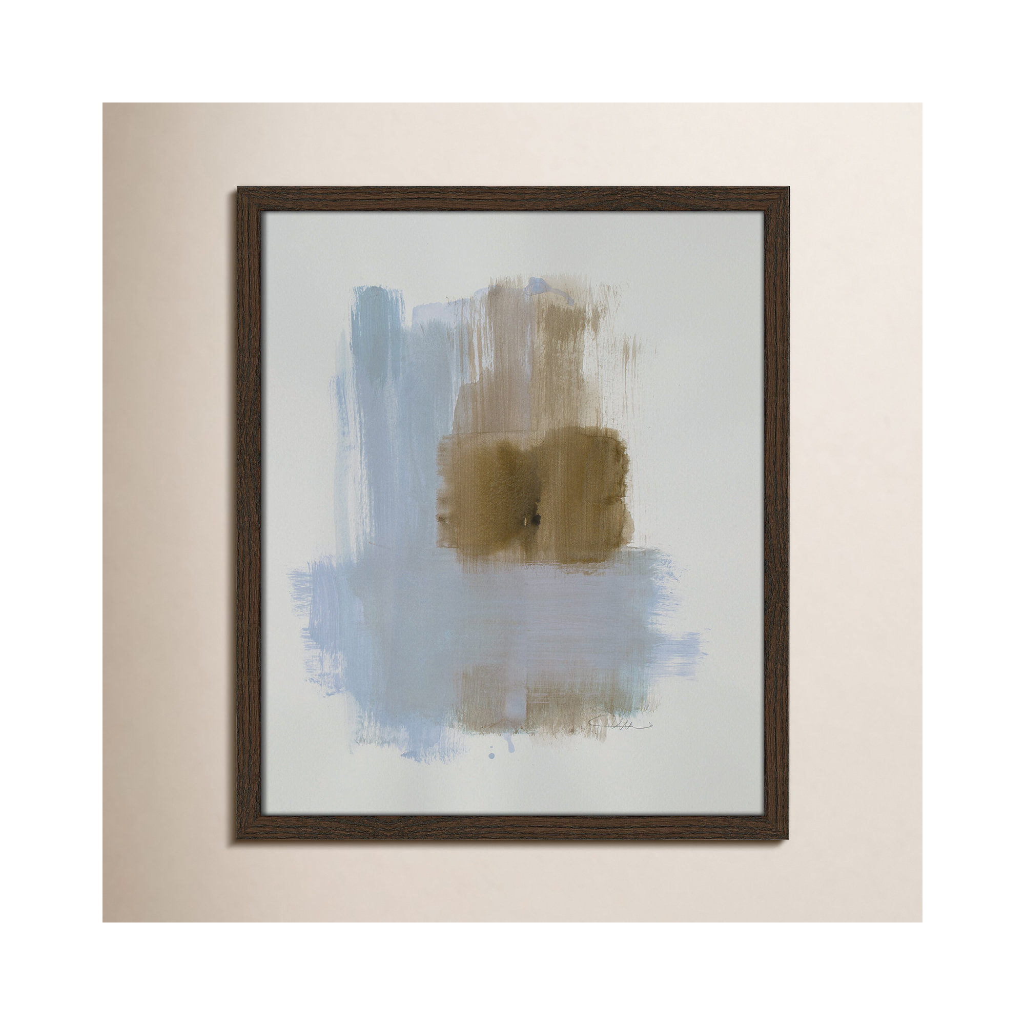 Powder Room Wash IV by Casa Fine Arts, 19" H x 16" W x 1.25" D  , Walnut Slim Frame Unmatted