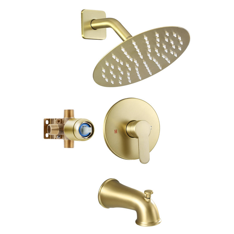 Ensemble de robinet de baignoire et douche rond à fonction simple Modern Raincan, ensemble de garniture de valve, pomme de douche à pluie