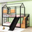 Lit superposé simple en métal avec glissière et escalier de rangement intégré-670855332