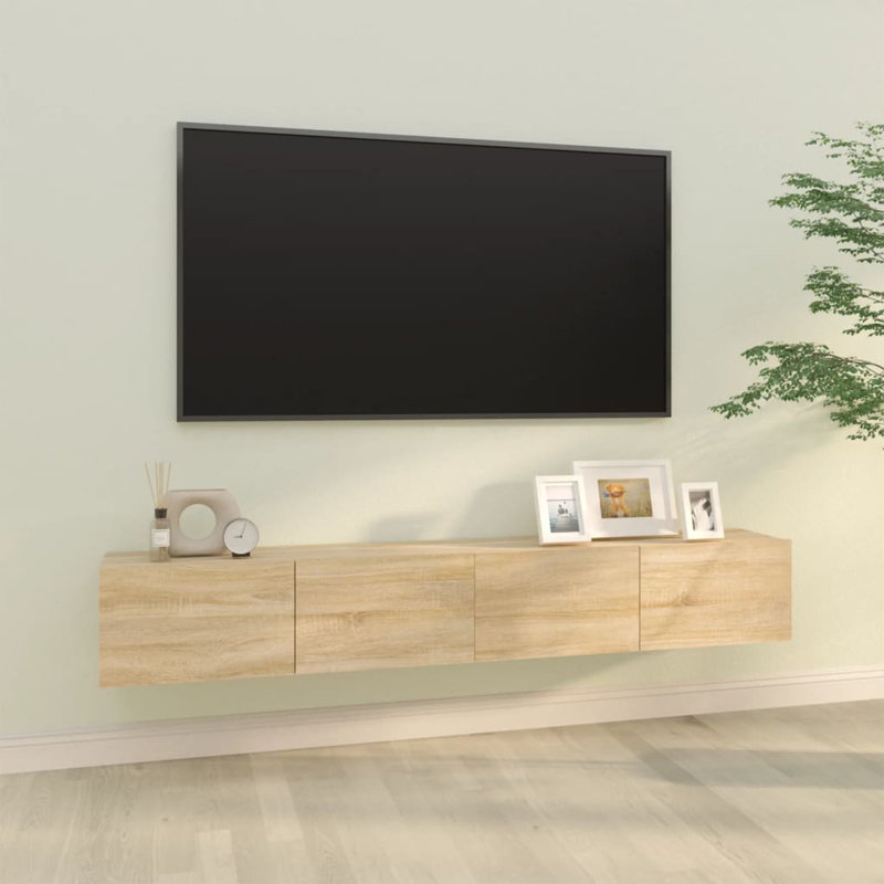 Meuble télé vidaXL Meuble télé mural Console média bois d'ingénierie, Brun
