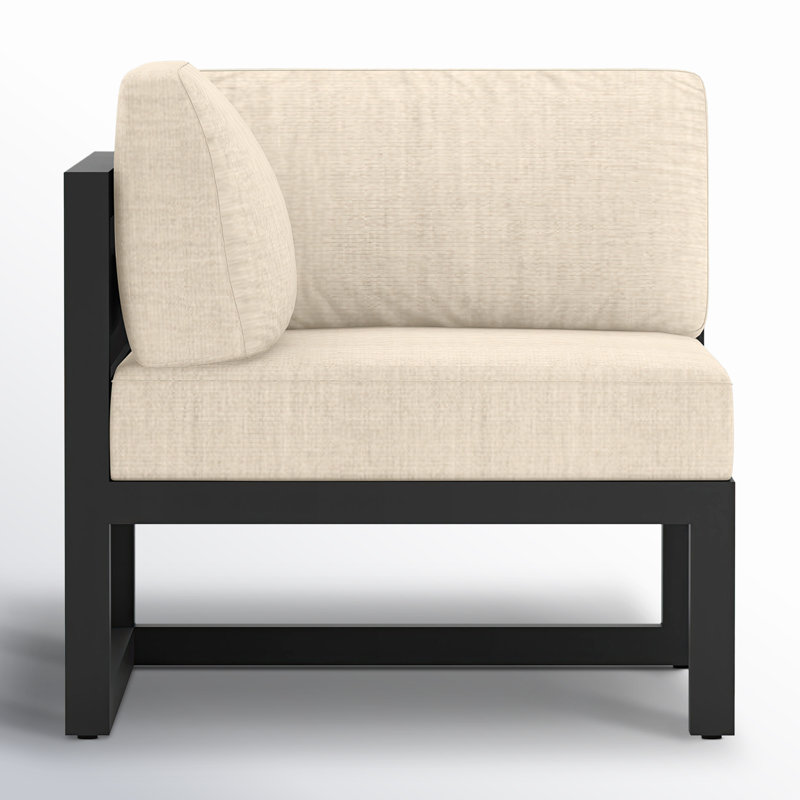 Avion 4 Piece Sectional Set, Canvas Flax Sunbrella® Canvas, Black