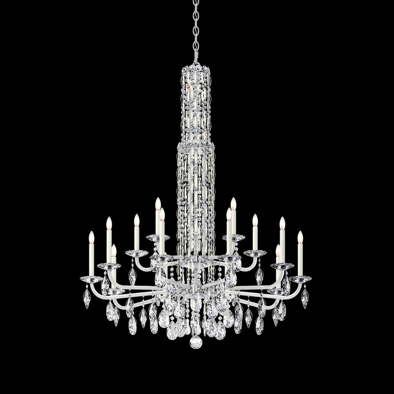 Siena 17 Light 40.5in x 50.5in Two-Tier Chandelier in Black with Clear Radiance Crystals, Czech, White