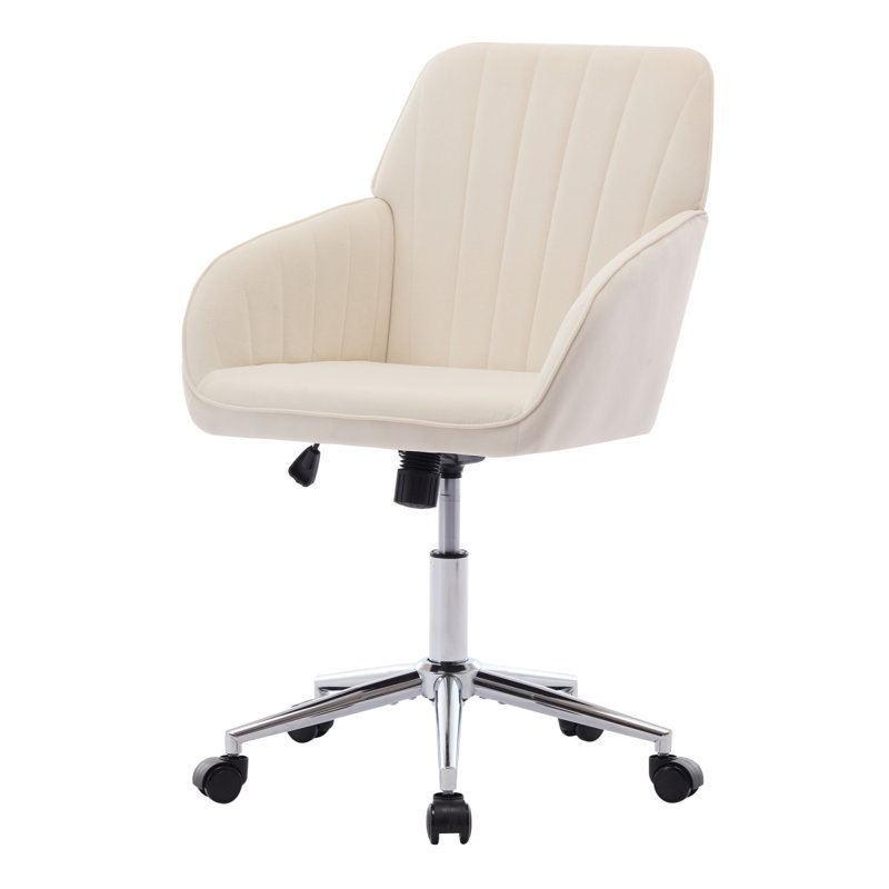 Adjustable Office Chair, Home Bedroom, Swivel Chairrest Seat, Comfortable For Long Sitting, Silver, Beige