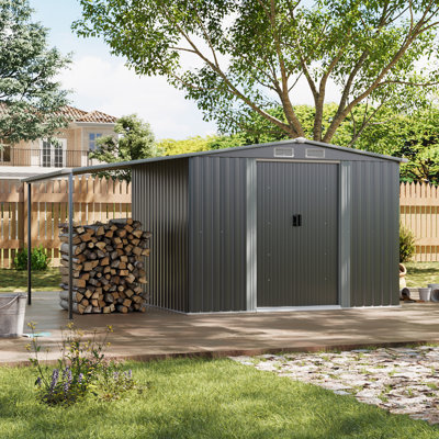 Barny 6 ft. W x 8 ft. D Galvanized Steel Saltbox Storage Shed