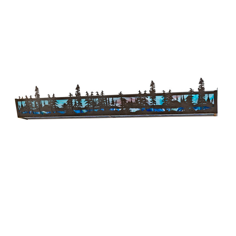 Rustic Lodge 4 - Light Bath Bar, 7" H x 72" W x 6.25" D, Blue/Green/Purple, Timeless Bronze