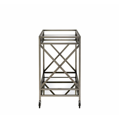 Mirrored & Antique Gold Finish Serving Cart