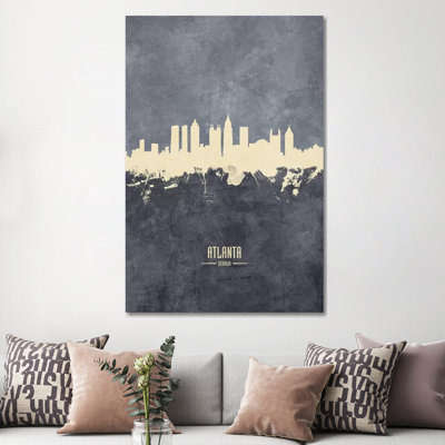 Atlanta Georgia Skyline Grey by Michael Tompsett - Wrapped Canvas Print