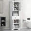 Grande armoire de salle de bain avec quatre portes, grand espace de rangement ouvert, armoire de rangement supérieure