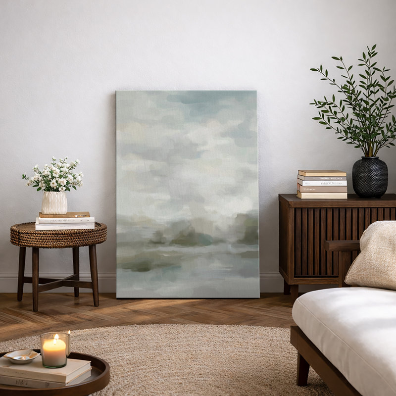 Décoration murale abstraite minimaliste nordique contemporaine, Toile tendue, H 48 po x l 32 po x P 1,5 po
