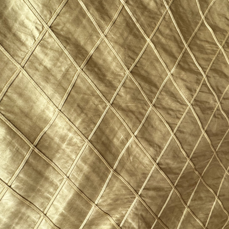 Scada Fabric | Diamond Geometric Silk Fabric | Drapery & Curtain Fabric, Brass