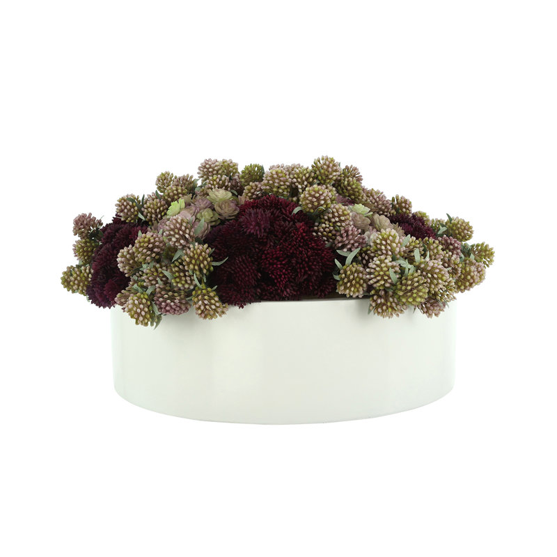 Succulents and Lucky Berries in Fiberstone Planter