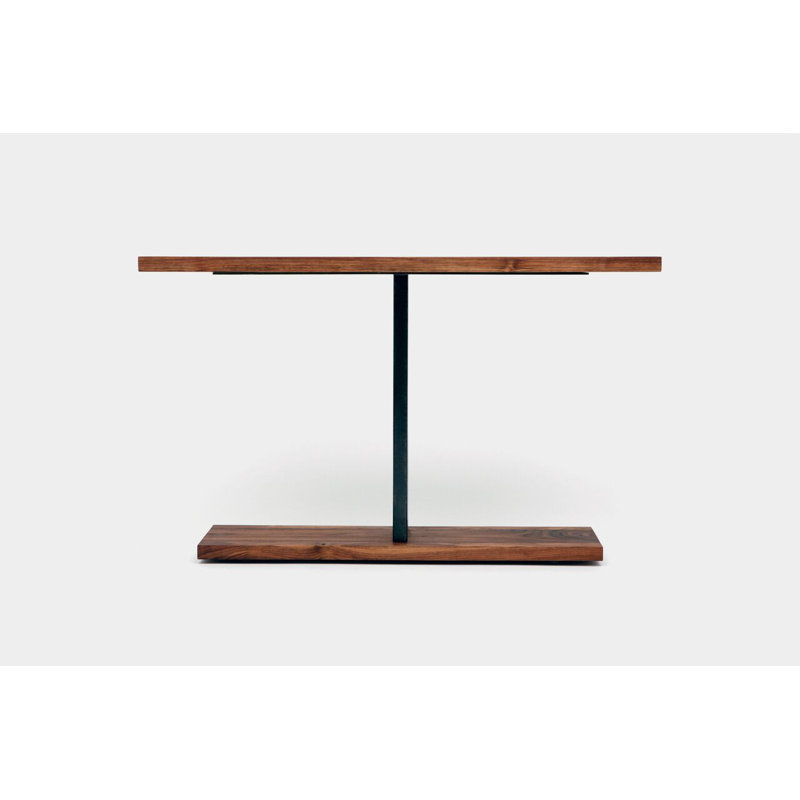 Solid Wood Top Console Table, 36" H x 60" W x 12" D, Solid Walnut, Brushed Blackened Steel