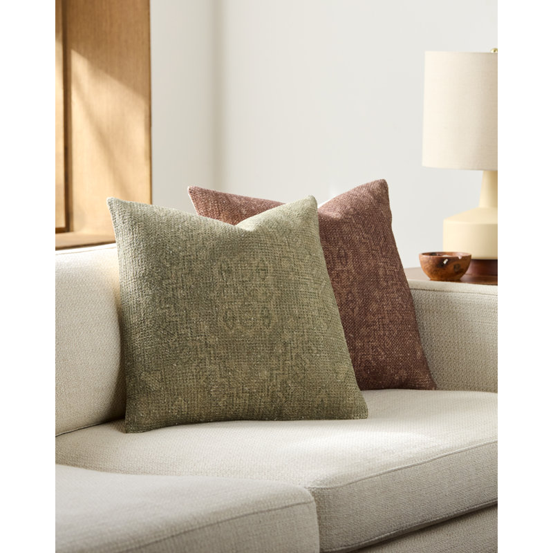 Coussin décoratif Nomos, Vert, Carré 18 po, Polyester