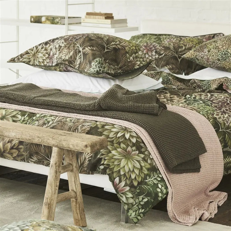 Alba Waffle Weave Bed Throw, Blossom, King/California King