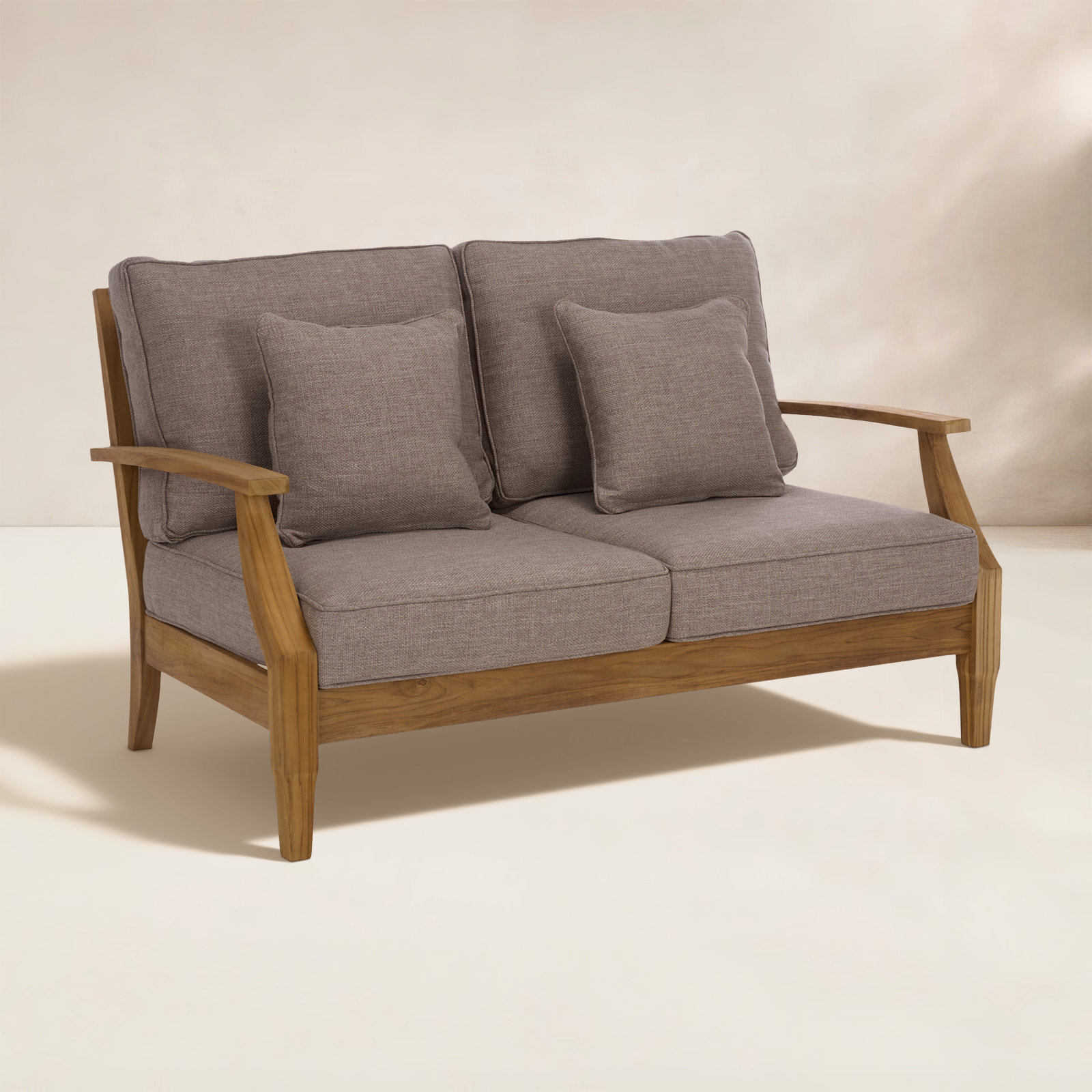 Clairmont Teakwood Patio Loveseat, Taupe