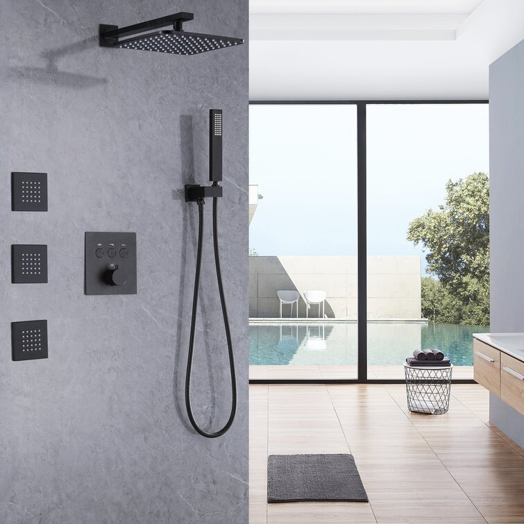 Delta Trinsic Matte Black Finish Built-in Diverter Shower System with 