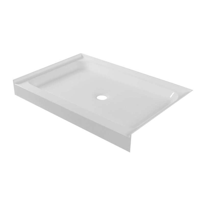 Base de douche en acrylique à simple seuil 54 po x 32 po en blanc